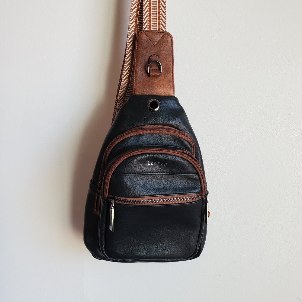 Latmap Black and Brown Belt Bag with Sleek Design